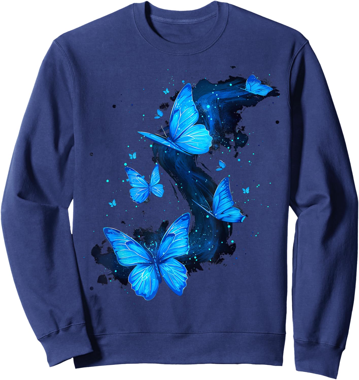 Butterfly Aesthetic Butterflies Nature Blue Sweatshirt - Sweatshirt | Navy