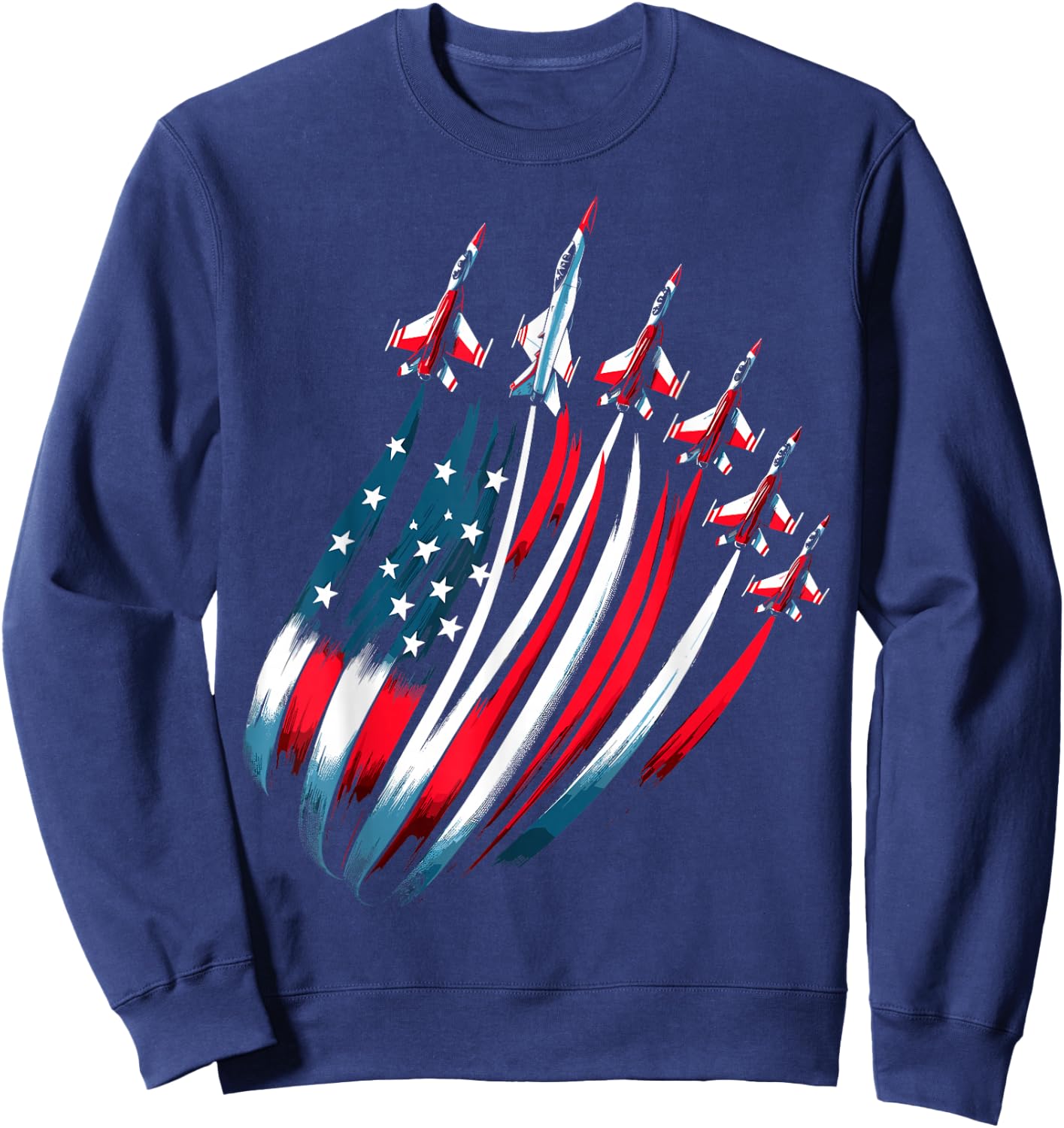 Patriotic USA Flag Fighter Jets Boys 4th of July Sweatshirt - Sweatshirt | Navy