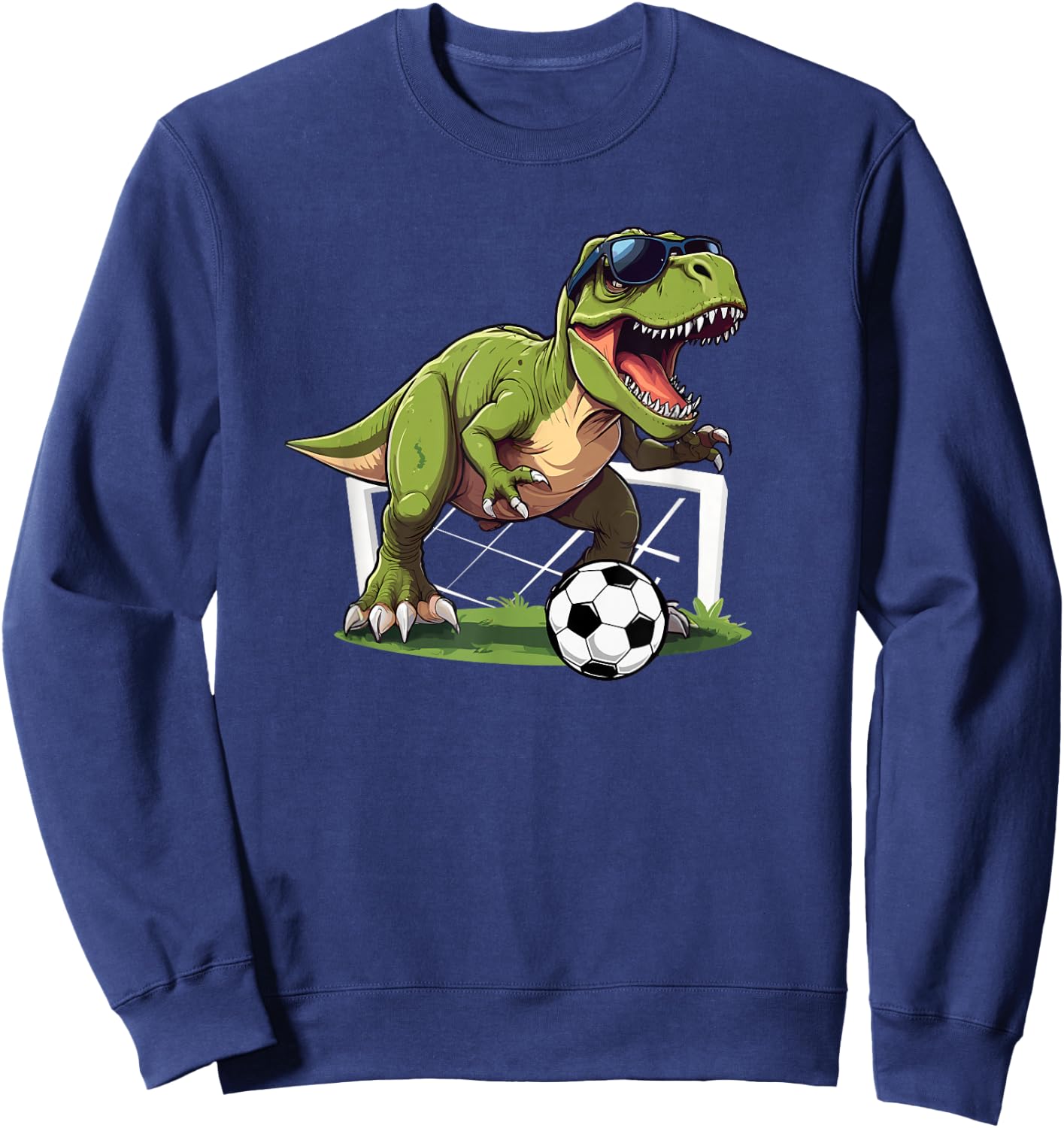 T-Rex Playing Soccer Football Dinosaur Soccer Player Sweatshirt - Sweatshirt | Navy