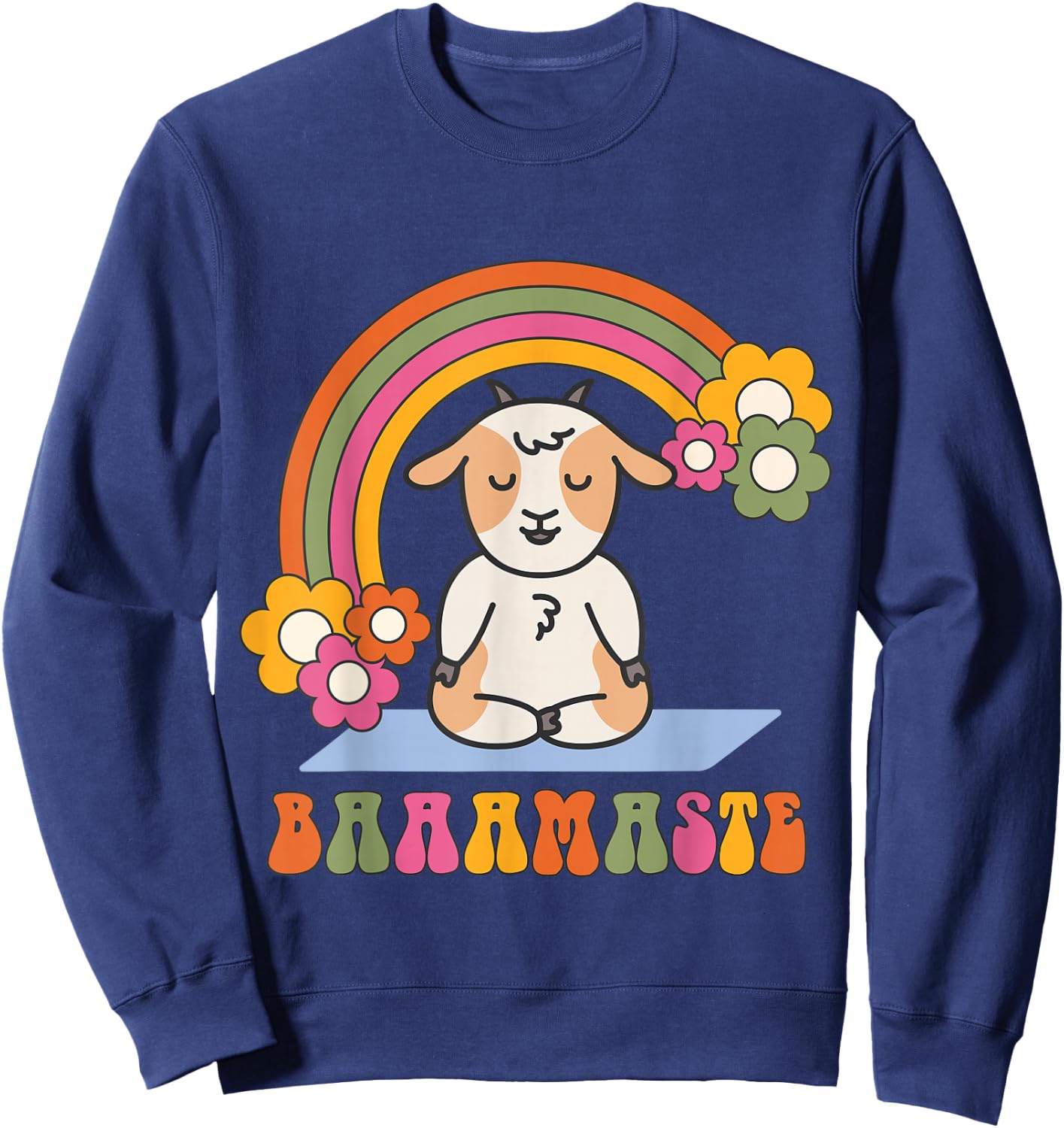 Baaamaste Goat Yoga Meditation Zen Namaste Funny Sweatshirt - Sweatshirt | Navy