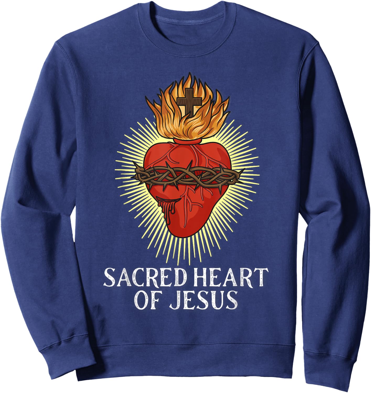 Sacred Heart Of Jesus Traditional Catholic Sweatshirt - Sweatshirt | Navy