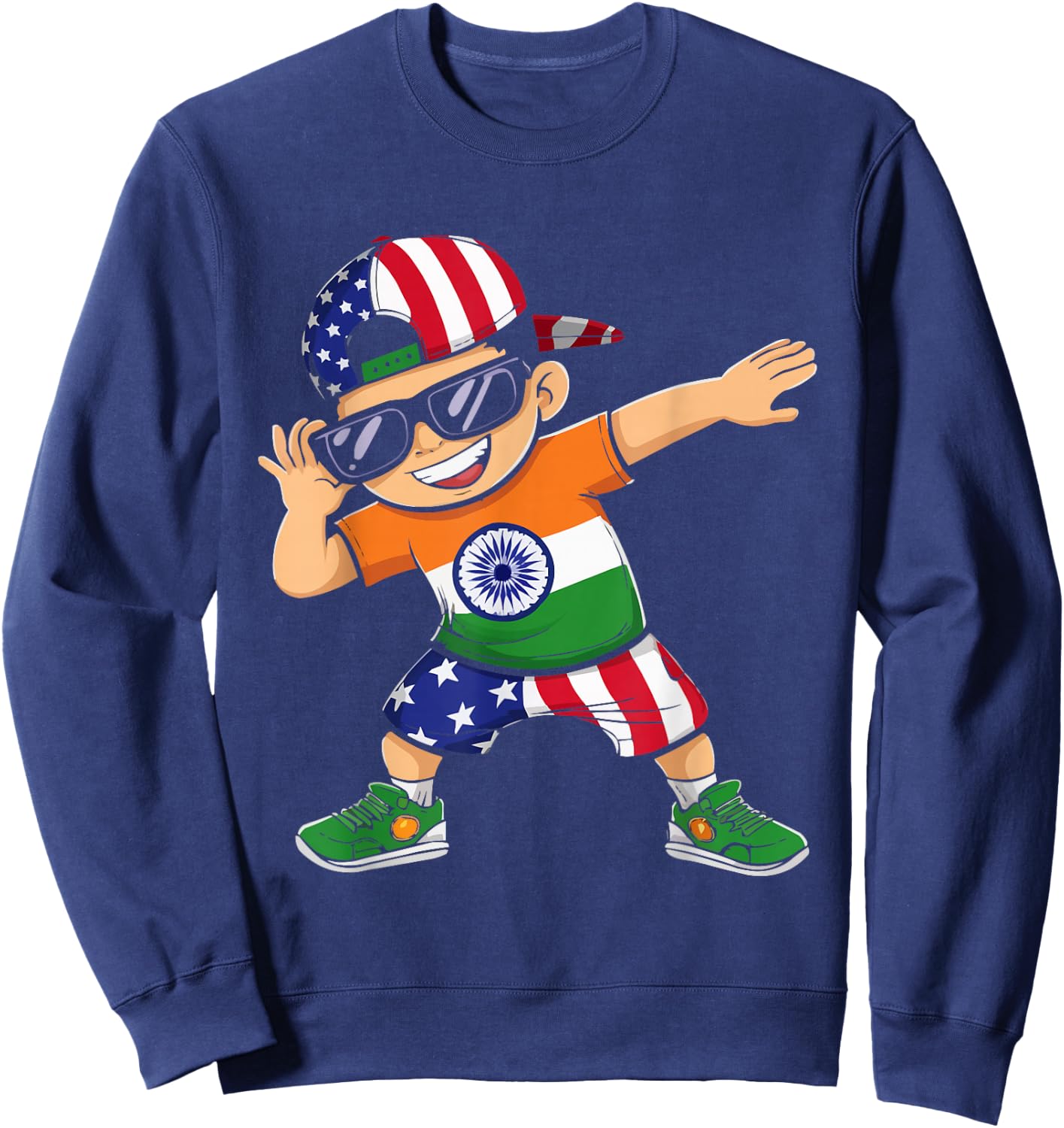 Half Indian Half American USA Flag India America Sweatshirt - Sweatshirt | Navy