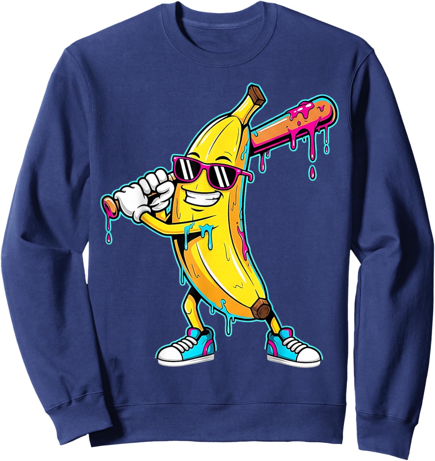 Ice Cream Drip Graphic Funny Color Splash Design Sweatshirt - Sweatshirt | Navy