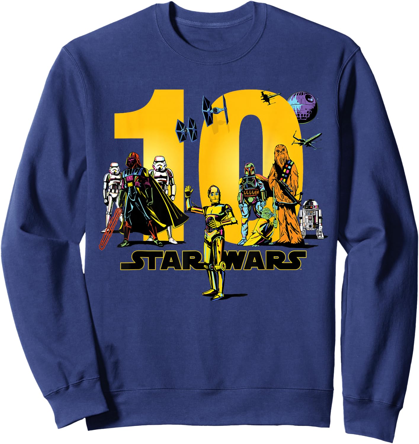 Star Wars Classic Characters Tenth Birthday 10 Years Old Sweatshirt - Sweatshirt | Navy