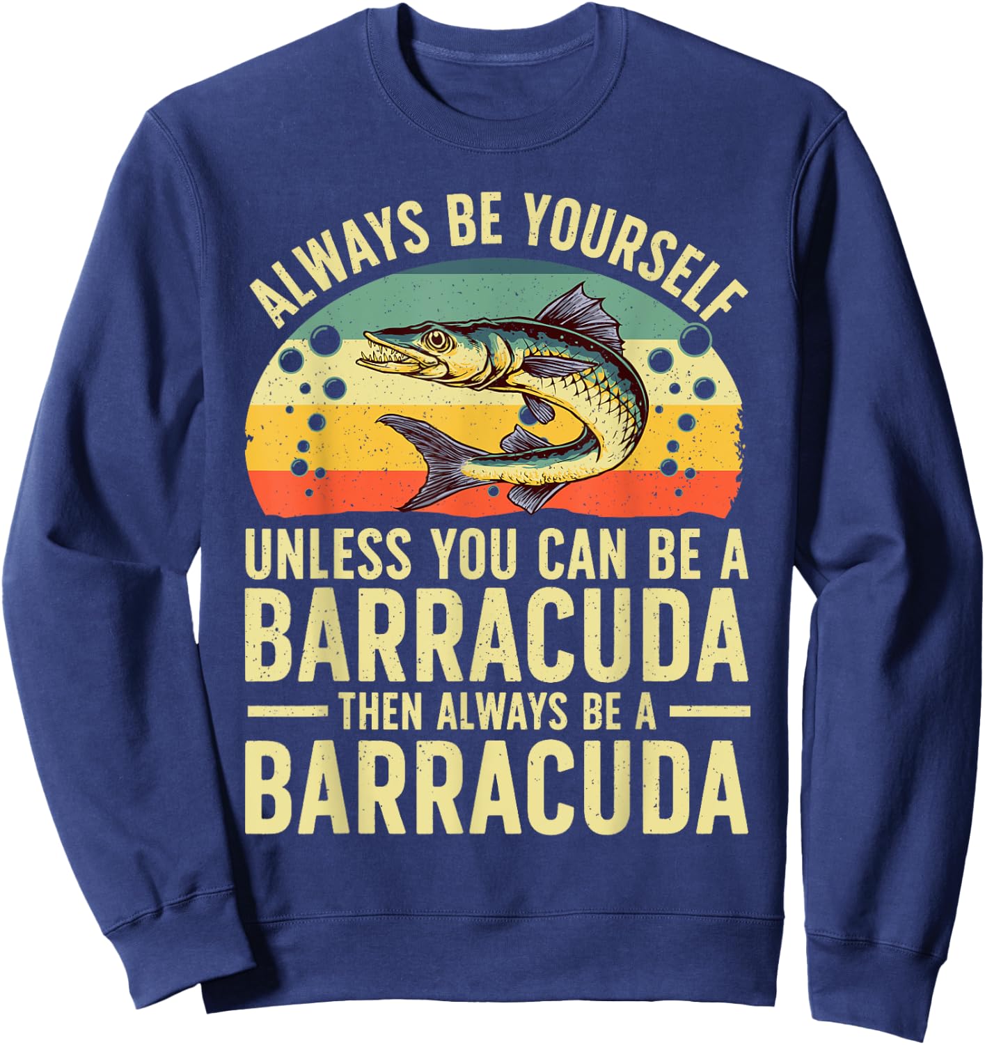 Funny Barracuda Design Women Barracuda Fish Lovers Sweatshirt - Sweatshirt | Navy