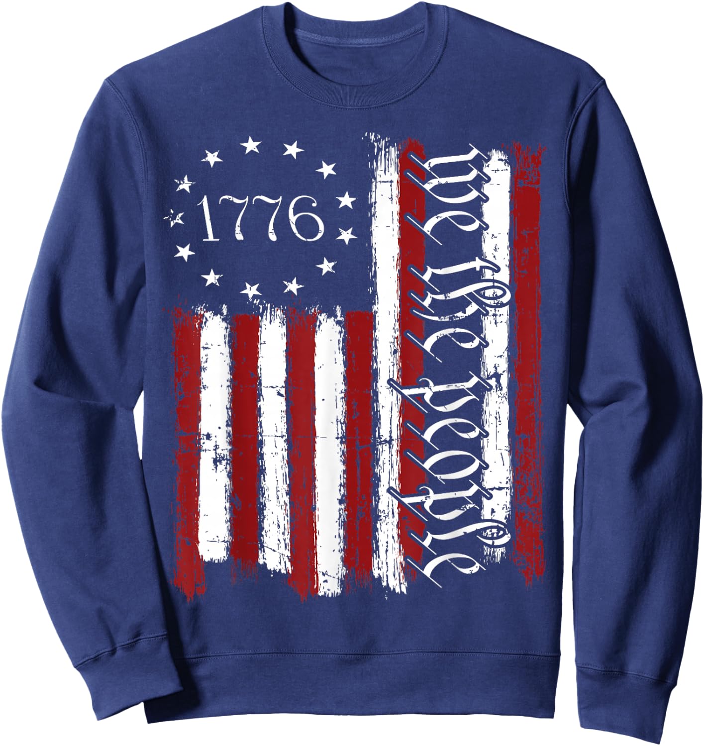 Old American Flag Patriotic 1776 We The People USA Sweatshirt - Sweatshirt | Navy