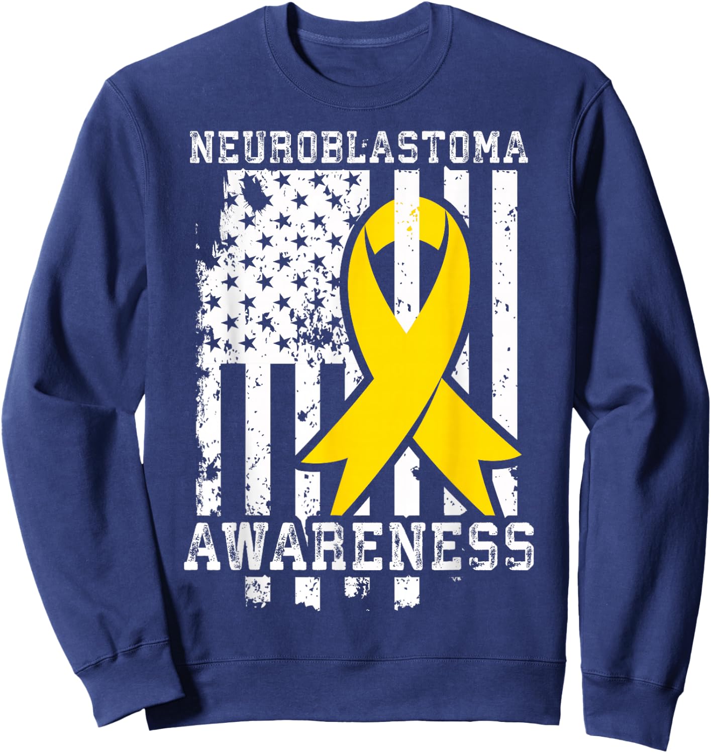 Neuroblastoma Awareness American Flag Shirt Sweatshirt - Sweatshirt | Navy