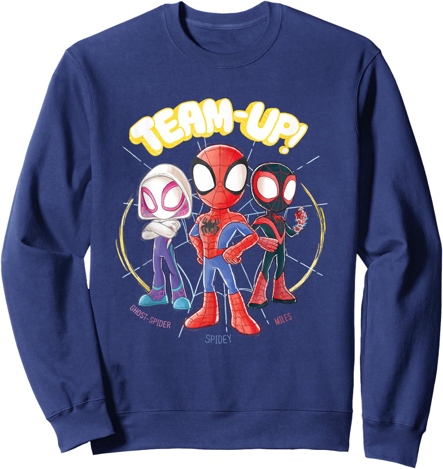 Marvel Spidey and His Amazing Friends Team-Up Retro Doodles Sweatshirt - Sweatshirt | Navy