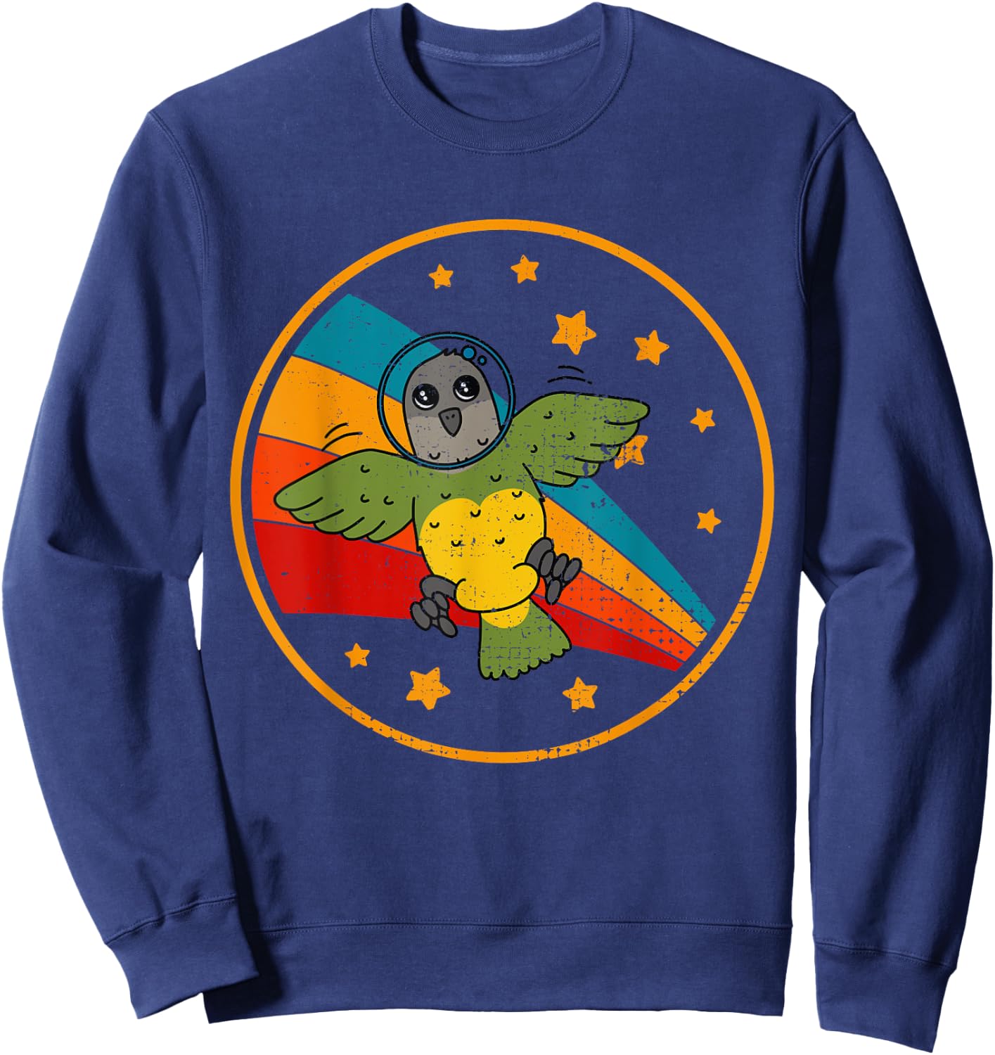 Cute Vintage Senegal Parrot Retro White Parrot In Space Sweatshirt - Sweatshirt | Navy