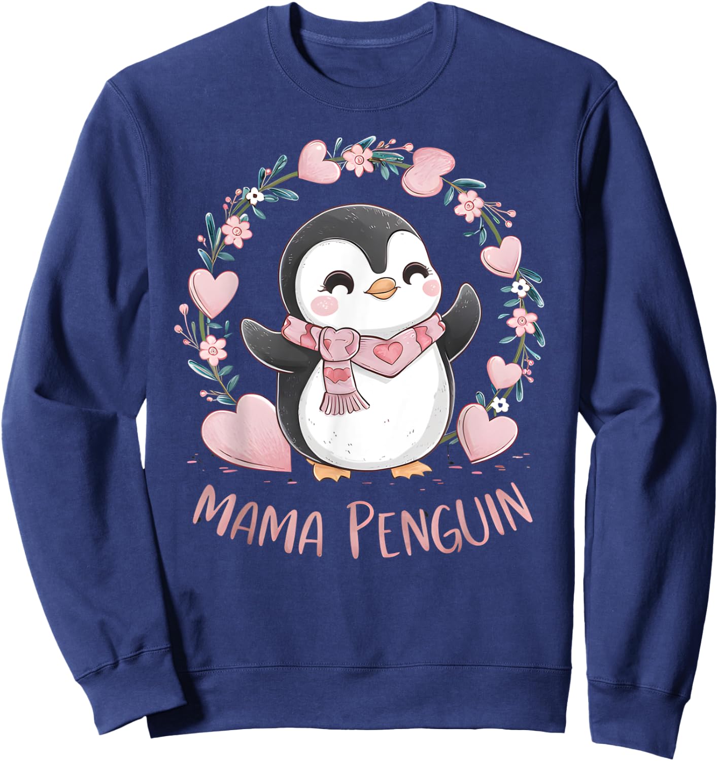 Penguin Mama Flightless Bird Lover Mother's Day Mommy Mom Sweatshirt - Sweatshirt | Navy