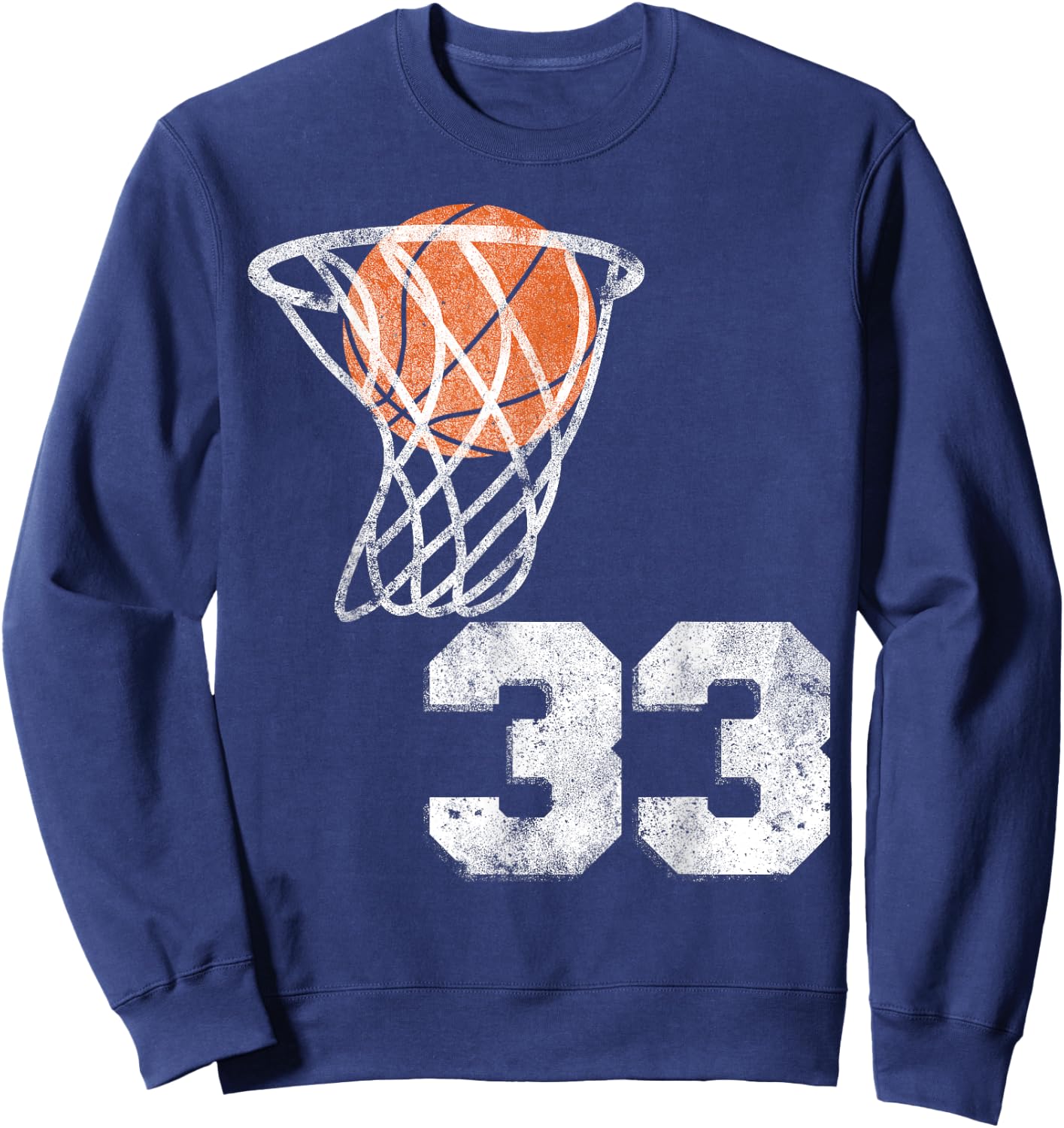 Vintage Basketball Jersey Number 33 Player Number Sweatshirt - Sweatshirt | Navy
