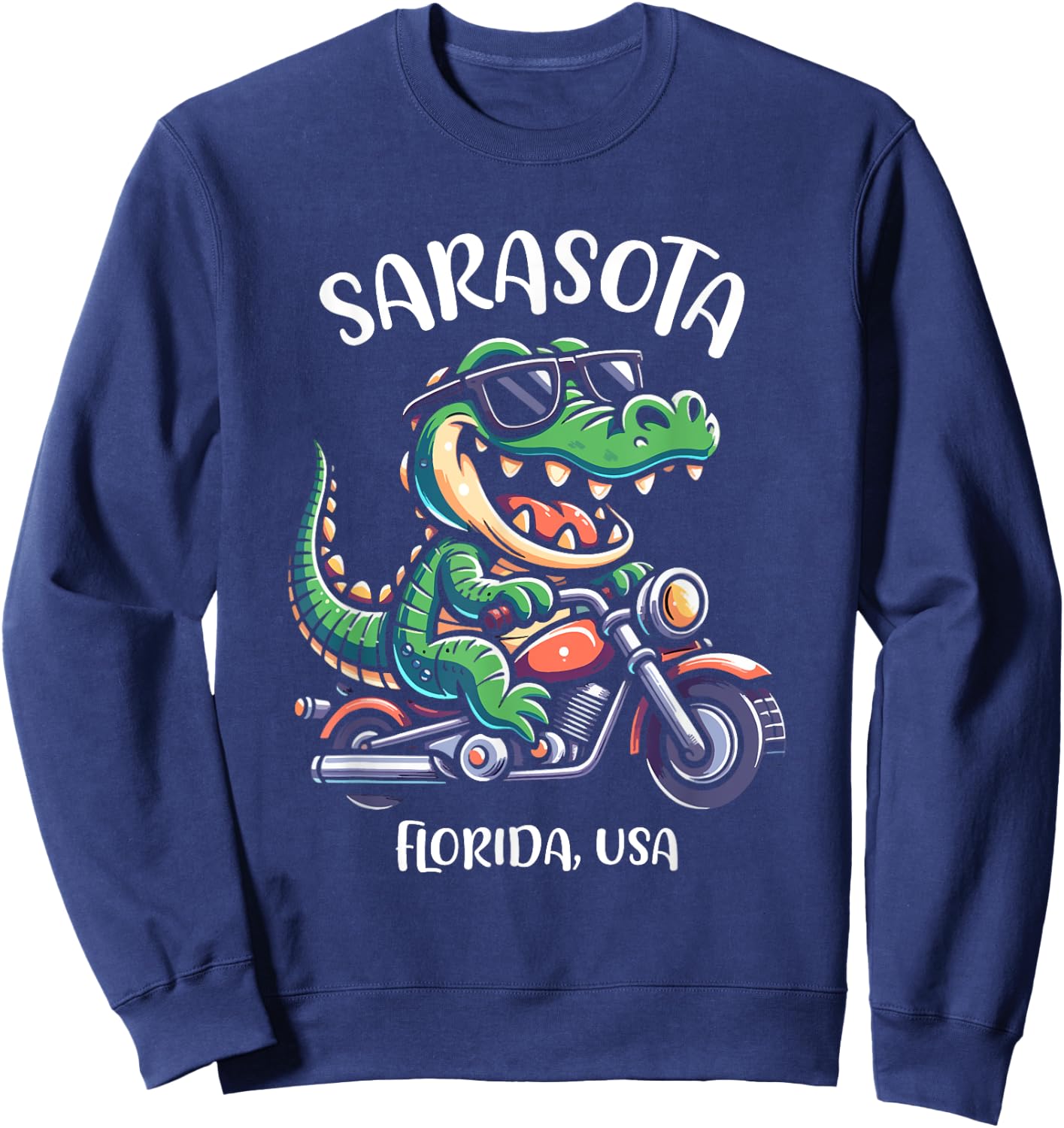 Sarasota Florida USA Fun Alligator Cartoon Design Sweatshirt - Sweatshirt | Navy