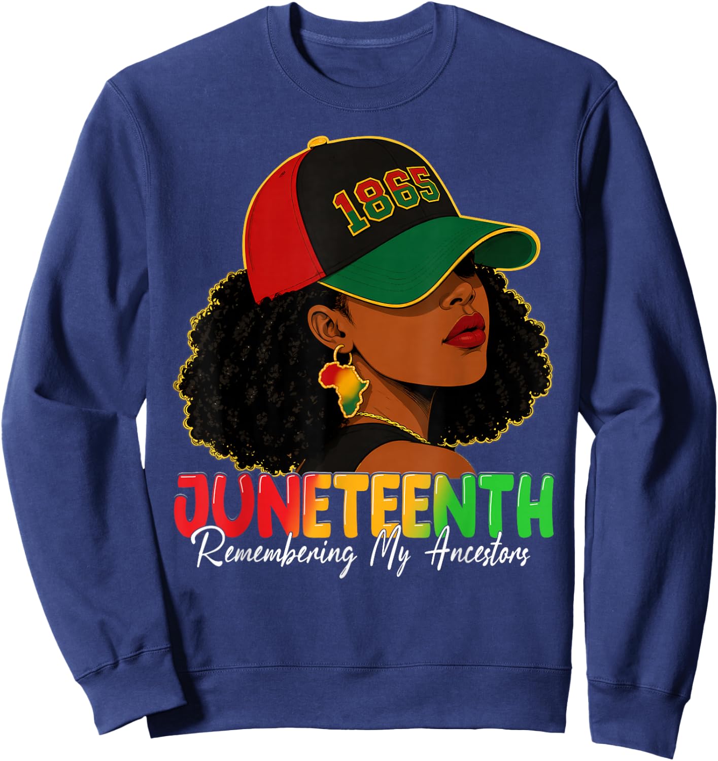 Juneteenth Remembering My Ancestors Shirts Black Women Girls Sweatshirt - Sweatshirt | Navy