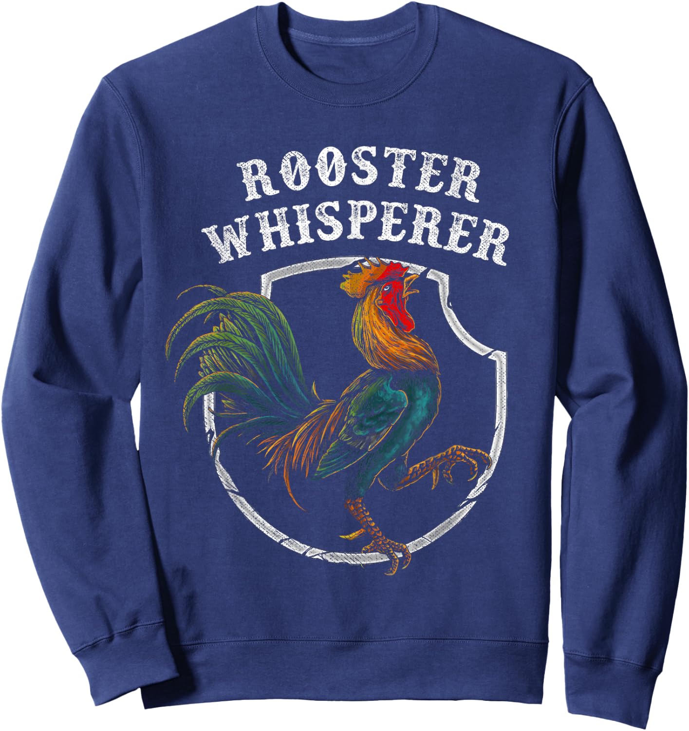Rooster Whisperer Funny Farmer Gift Retro Shirt Cock Bird Sweatshirt - Sweatshirt | Navy