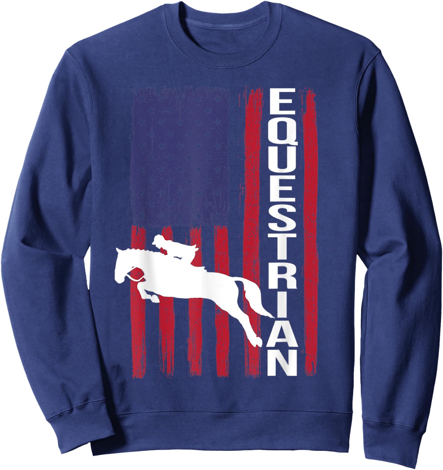 Equestrian Eventing Horse Show Jumping Sport USA Flag Sweatshirt - Sweatshirt | Navy