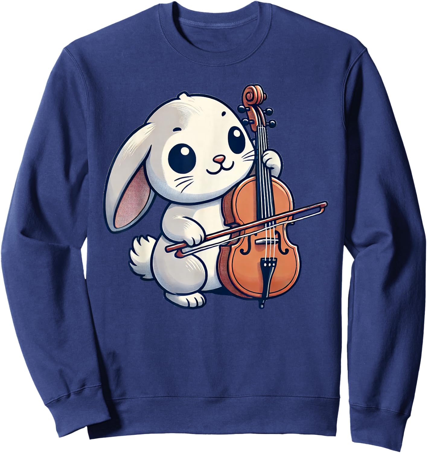 Cute Rabbit Bunny Playing Cello Rabbits Musician Music Sweatshirt - Sweatshirt | Navy