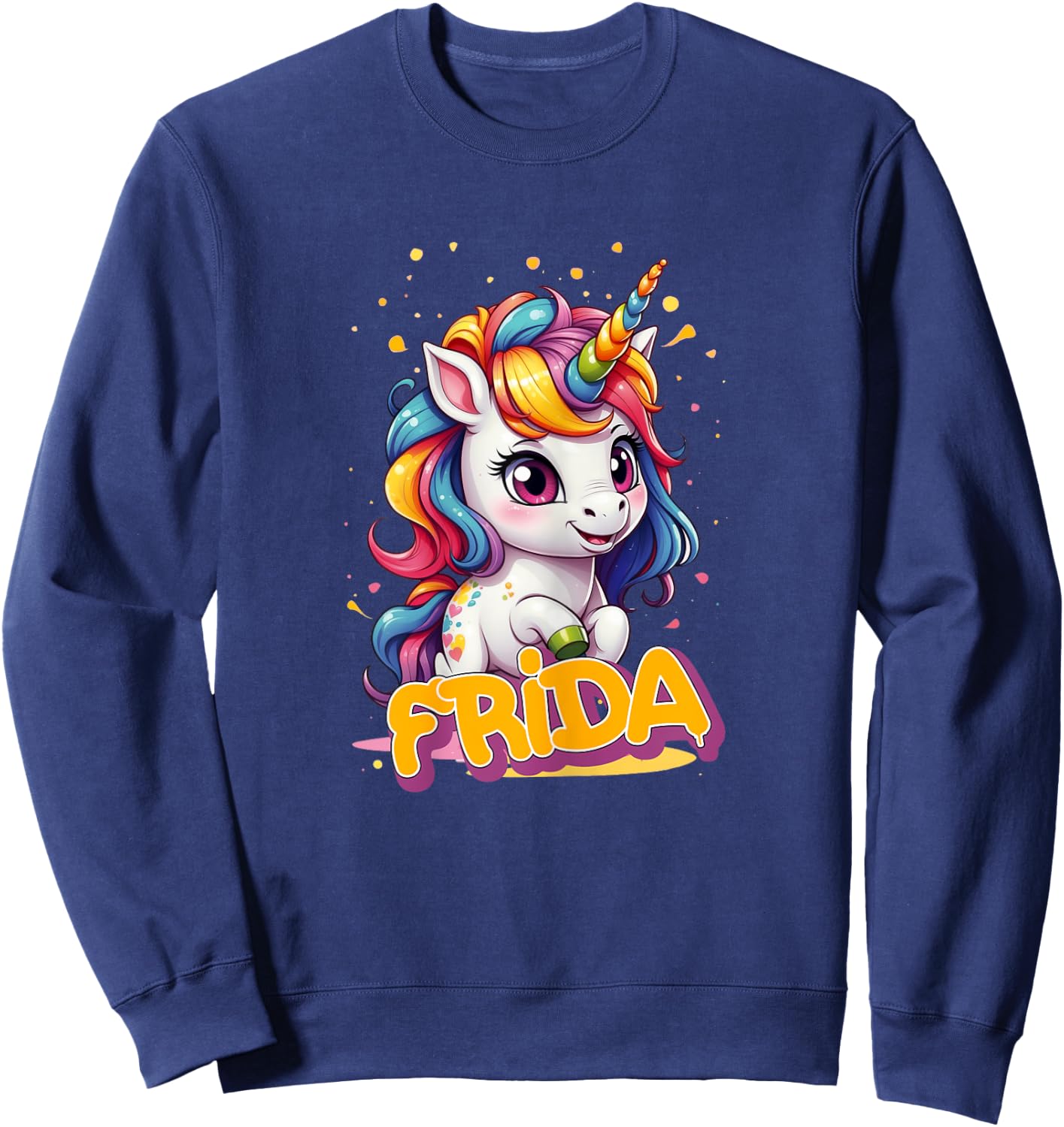 FRIDA - Adorable girl name with beautiful Unicorn Sweatshirt - Sweatshirt | Navy
