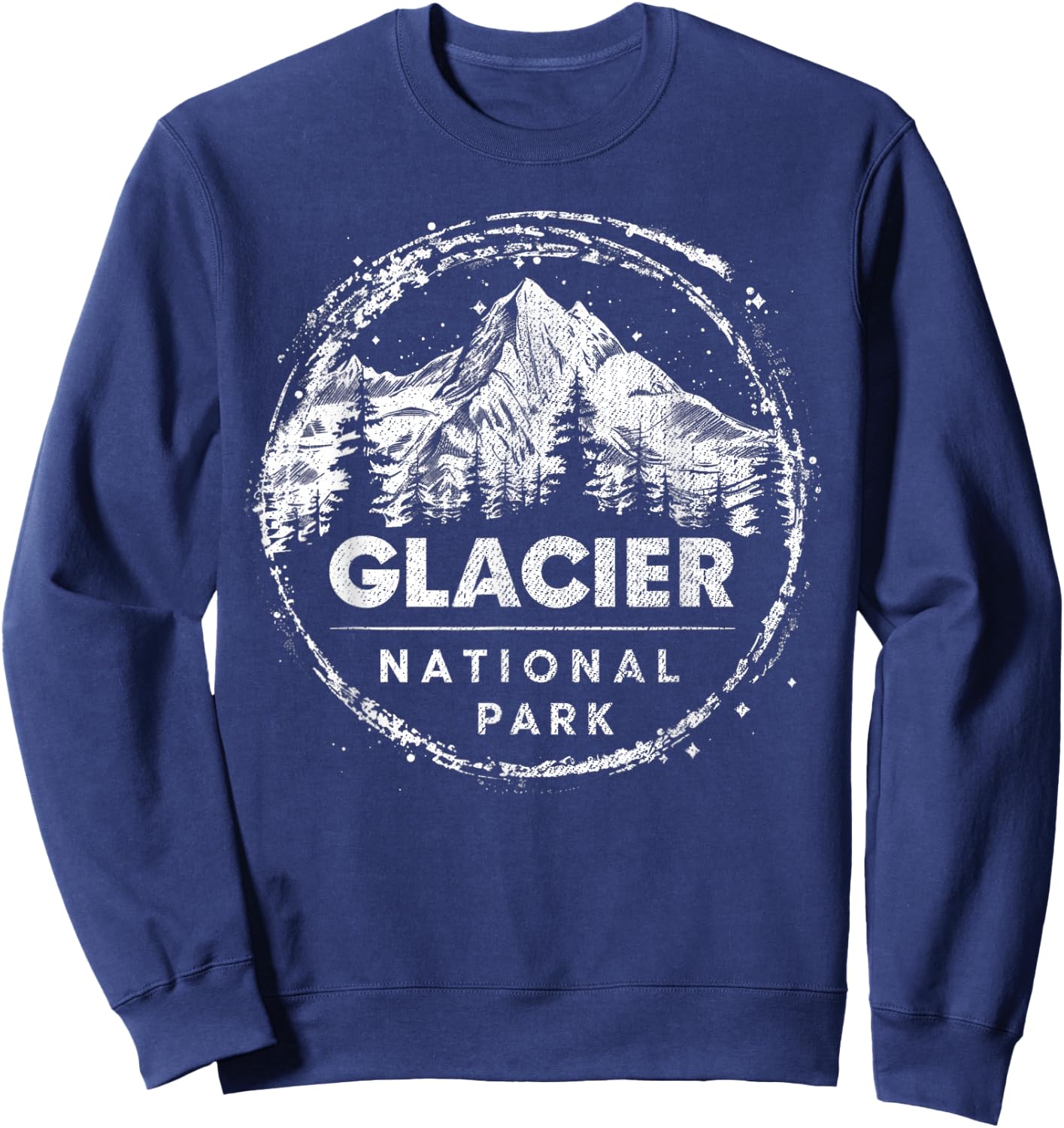 Glacier - US National Park Vintage Men Women Kids Retro Sweatshirt - Sweatshirt | Navy