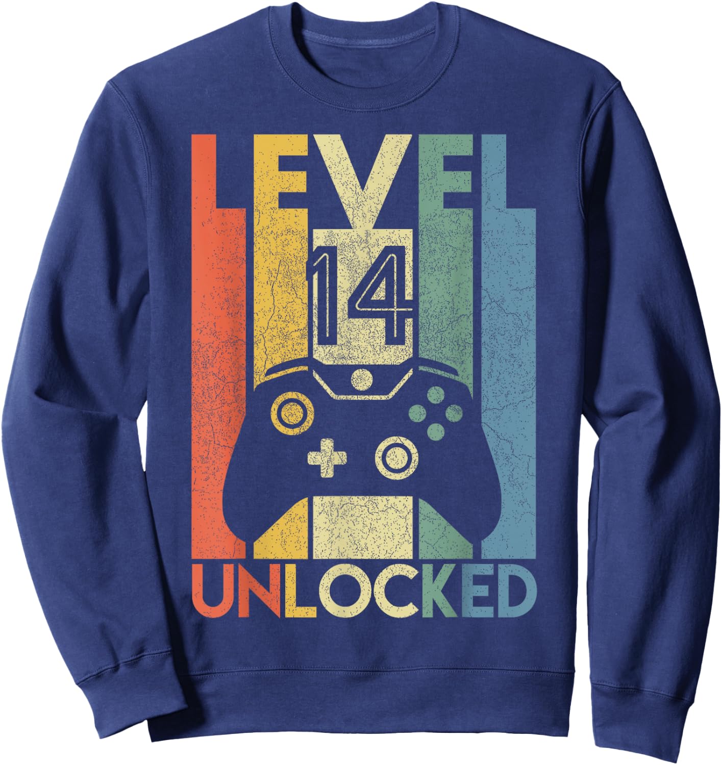 Level 14 Unlocked Shirt Funny Video Gamer 14th Birthday Gift Sweatshirt - Sweatshirt | Navy