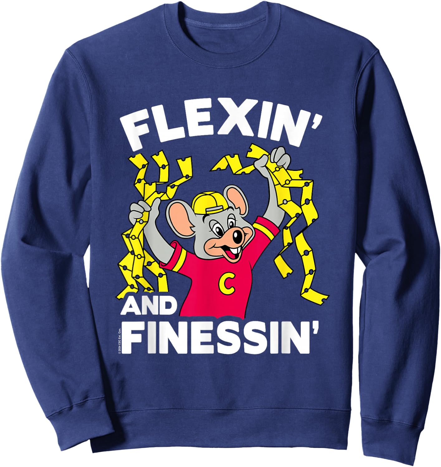 Chuck E. Cheese Flexin' And Finessin' Handful Of Tickets Sweatshirt - Sweatshirt | Navy