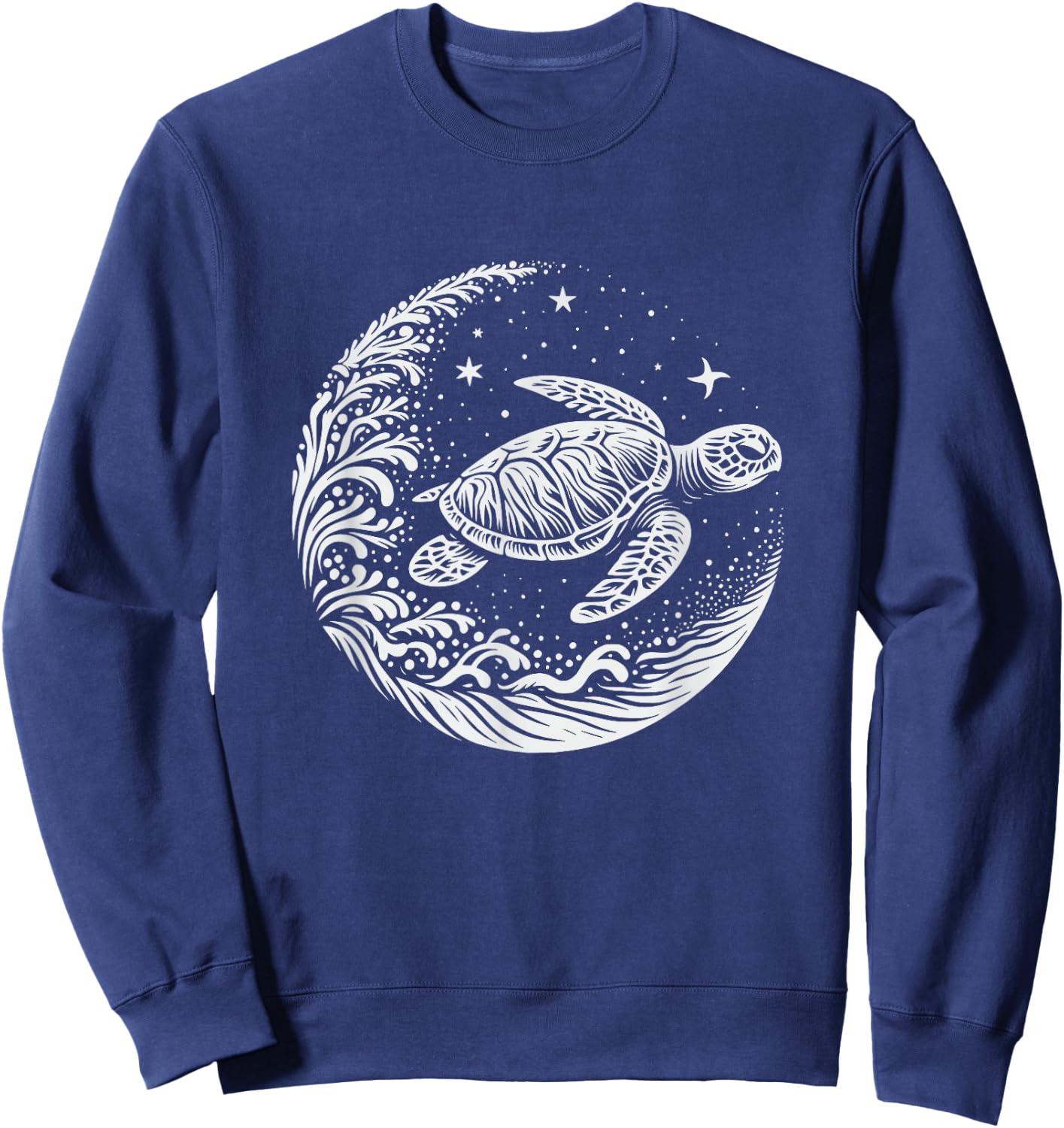 Sea Turtle Moon Graphic Design Sweatshirt - Sweatshirt | Navy