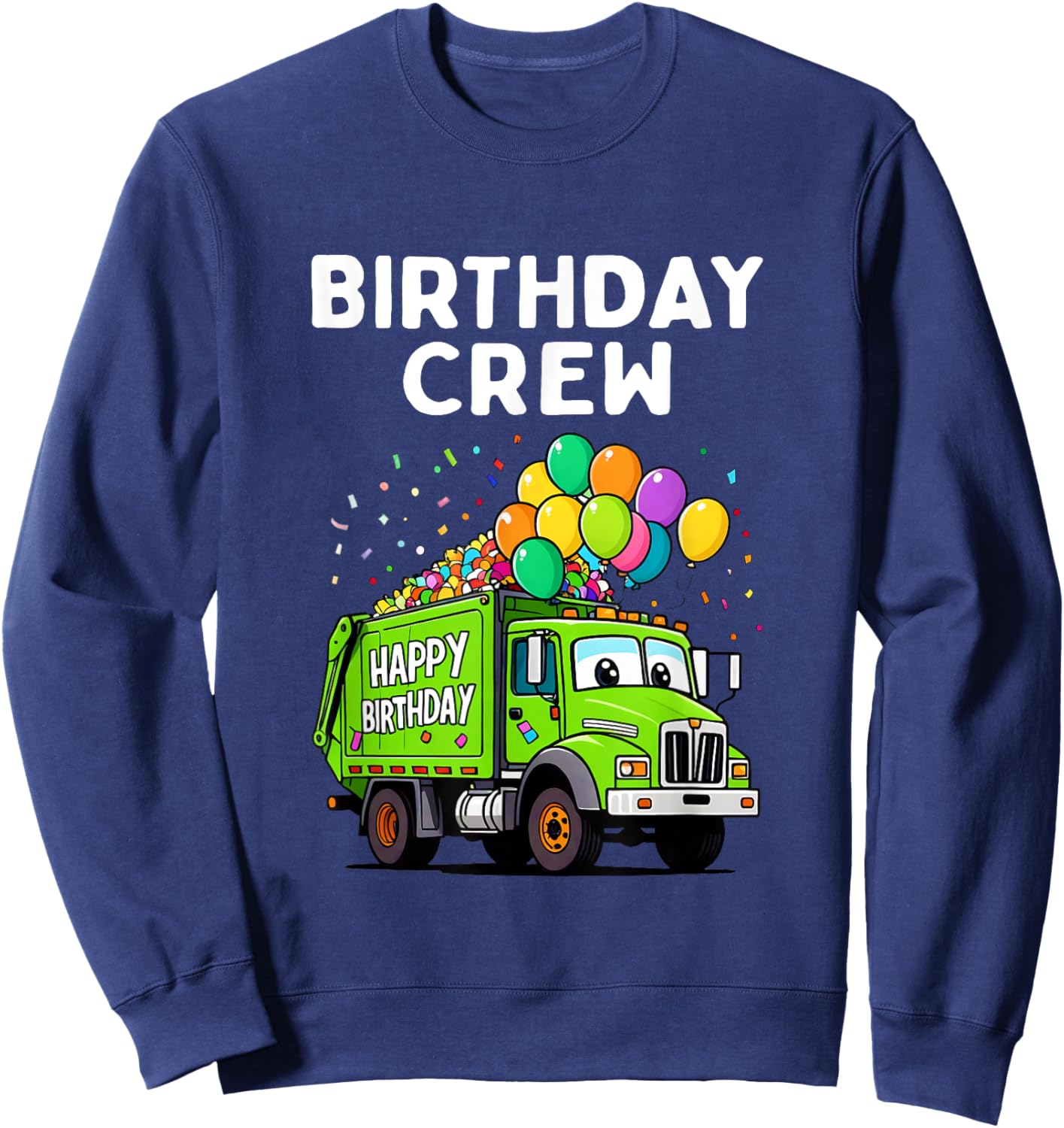 Birthday Crew Boys Garbage Truck Bday Family Matching Kids Sweatshirt - Sweatshirt | Navy