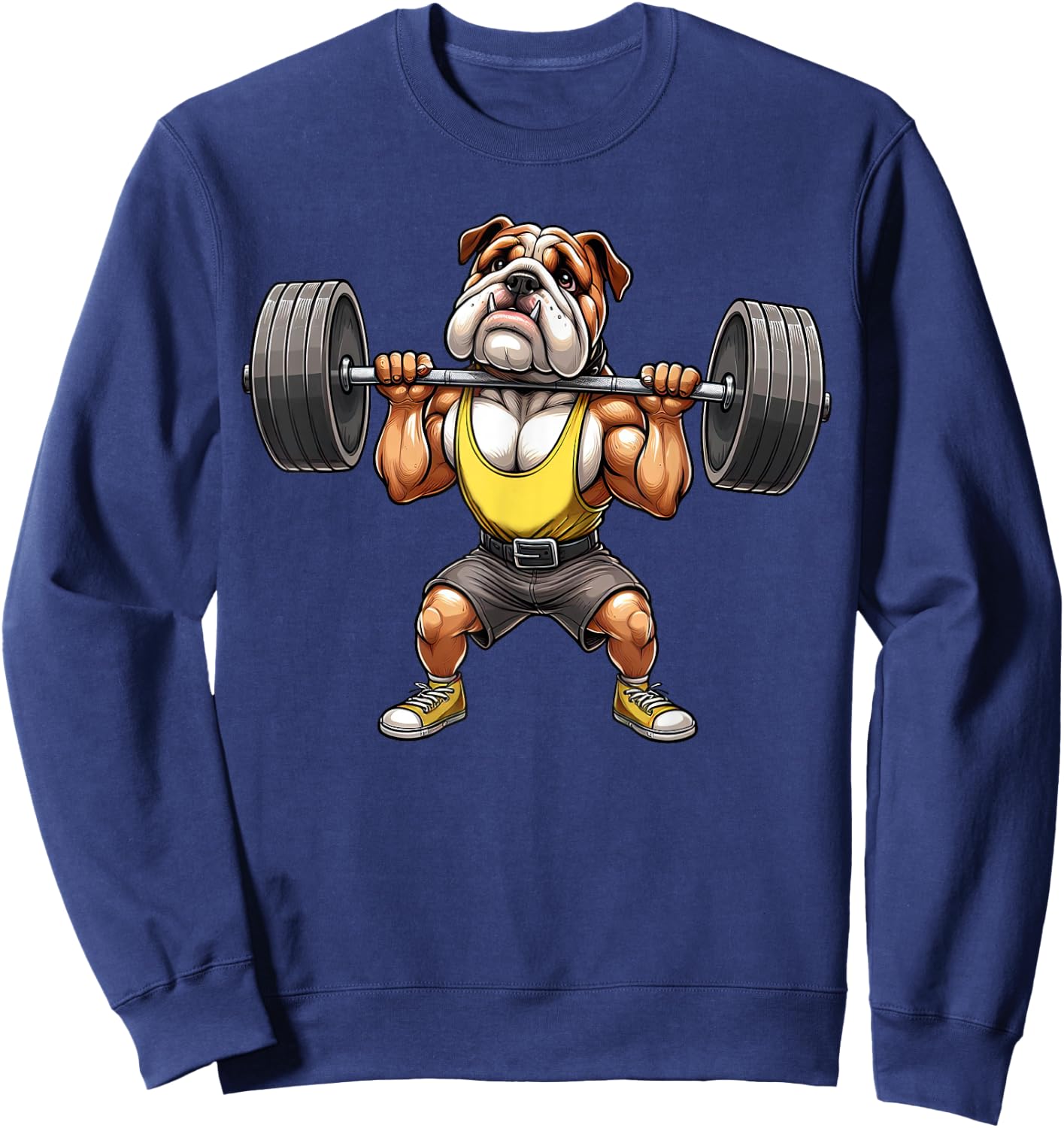 English Bulldog Weightlifting Fitness Gym Training Sweatshirt - Sweatshirt | Navy