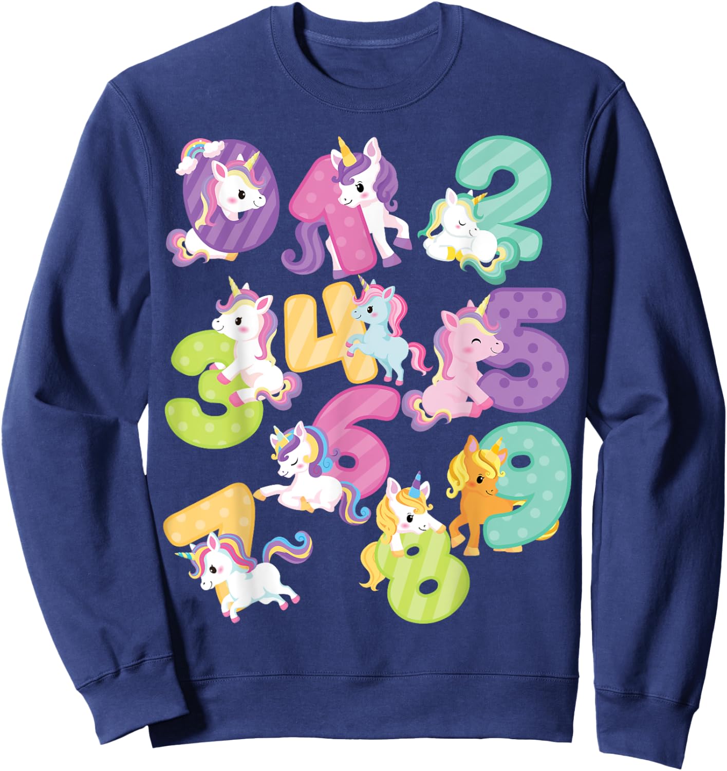 Cute happy unicorn Numbers Math day back to school kids gift Sweatshirt - Sweatshirt | Navy