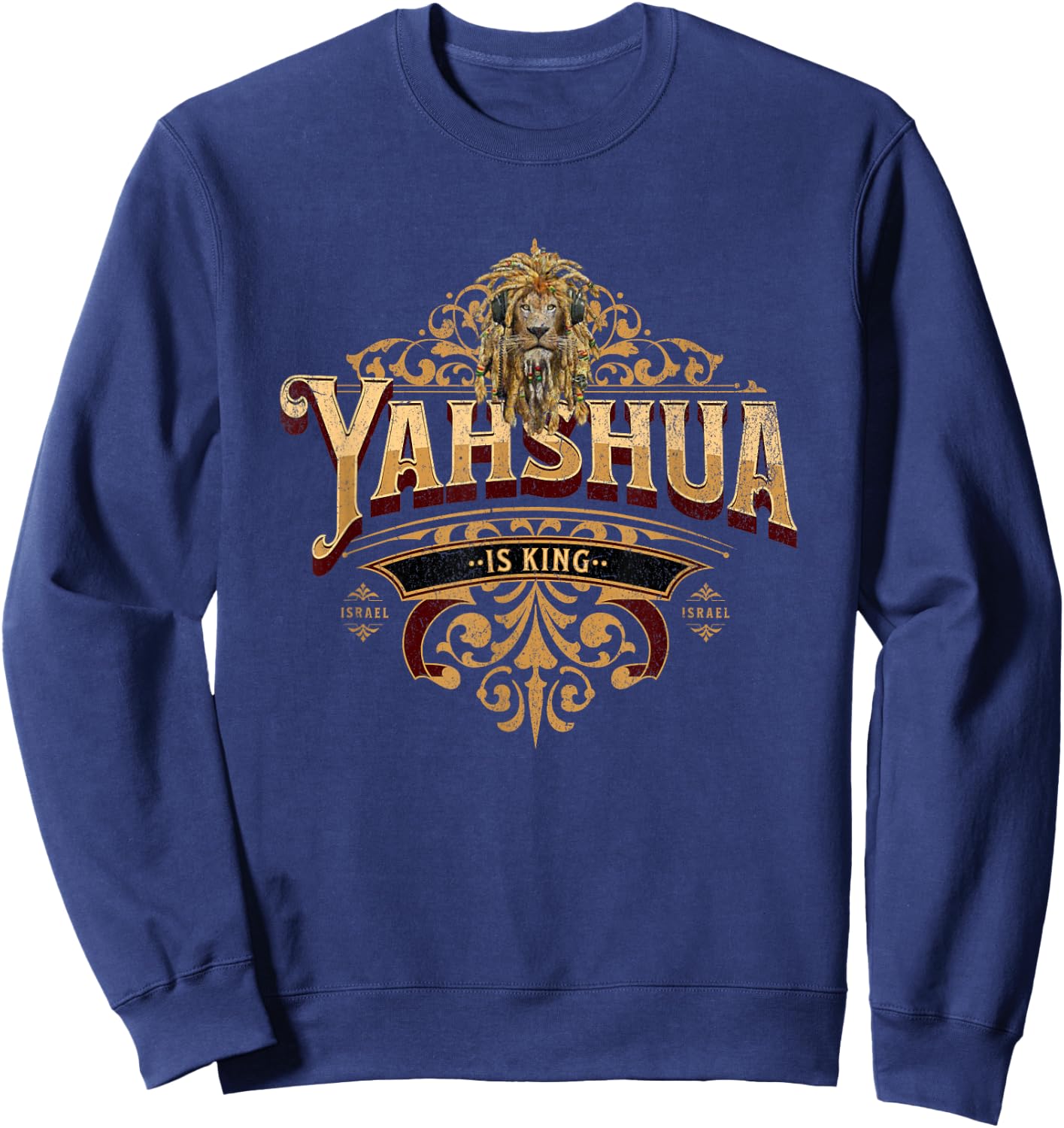 Yahshua Is King - Bible Scripture Quote Hebrew Israelite Sweatshirt - Sweatshirt | Navy