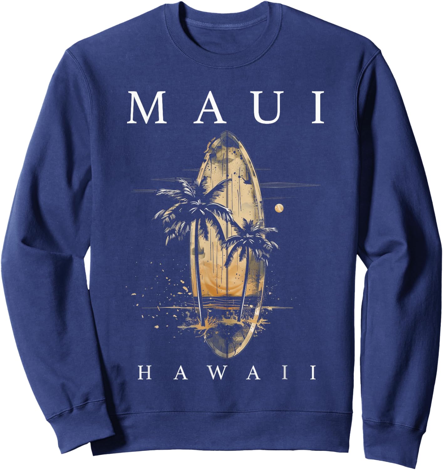 Maui Hawaii Surf Hawaiian Vintage Surfing Surfer Sweatshirt - Sweatshirt | Navy