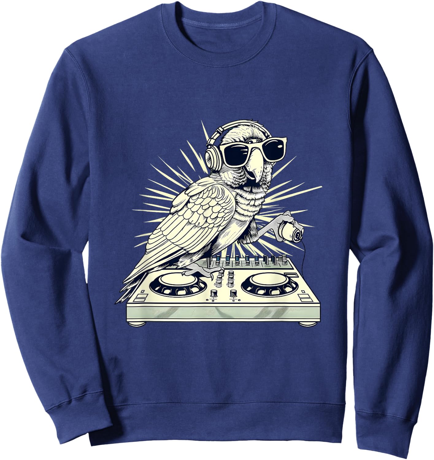Parrot DJ Turntable DJ Parrot Bird EDM House Music Producer Sweatshirt - Sweatshirt | Navy