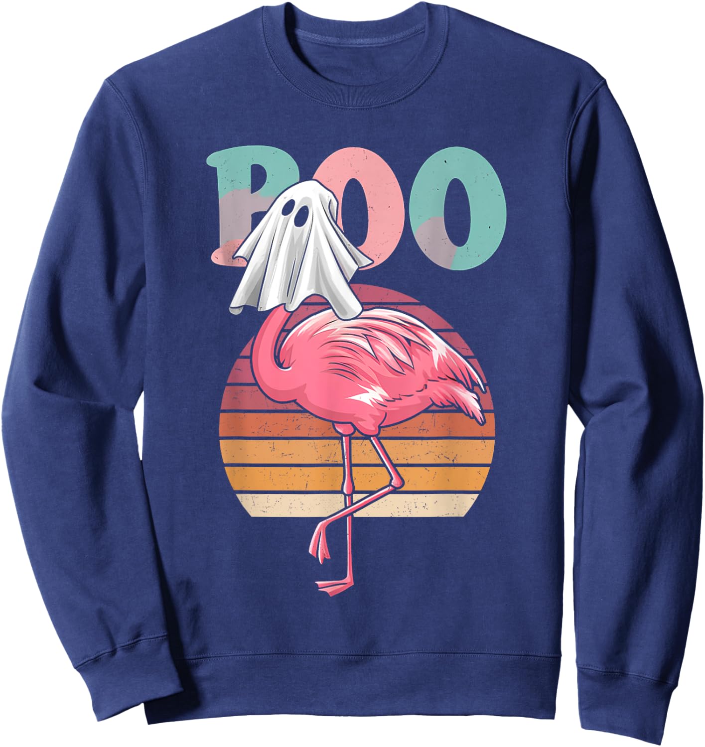 Flamingo Ghost Boo Pink Halloween Costume Flamingo Lover Sweatshirt - Sweatshirt | Navy
