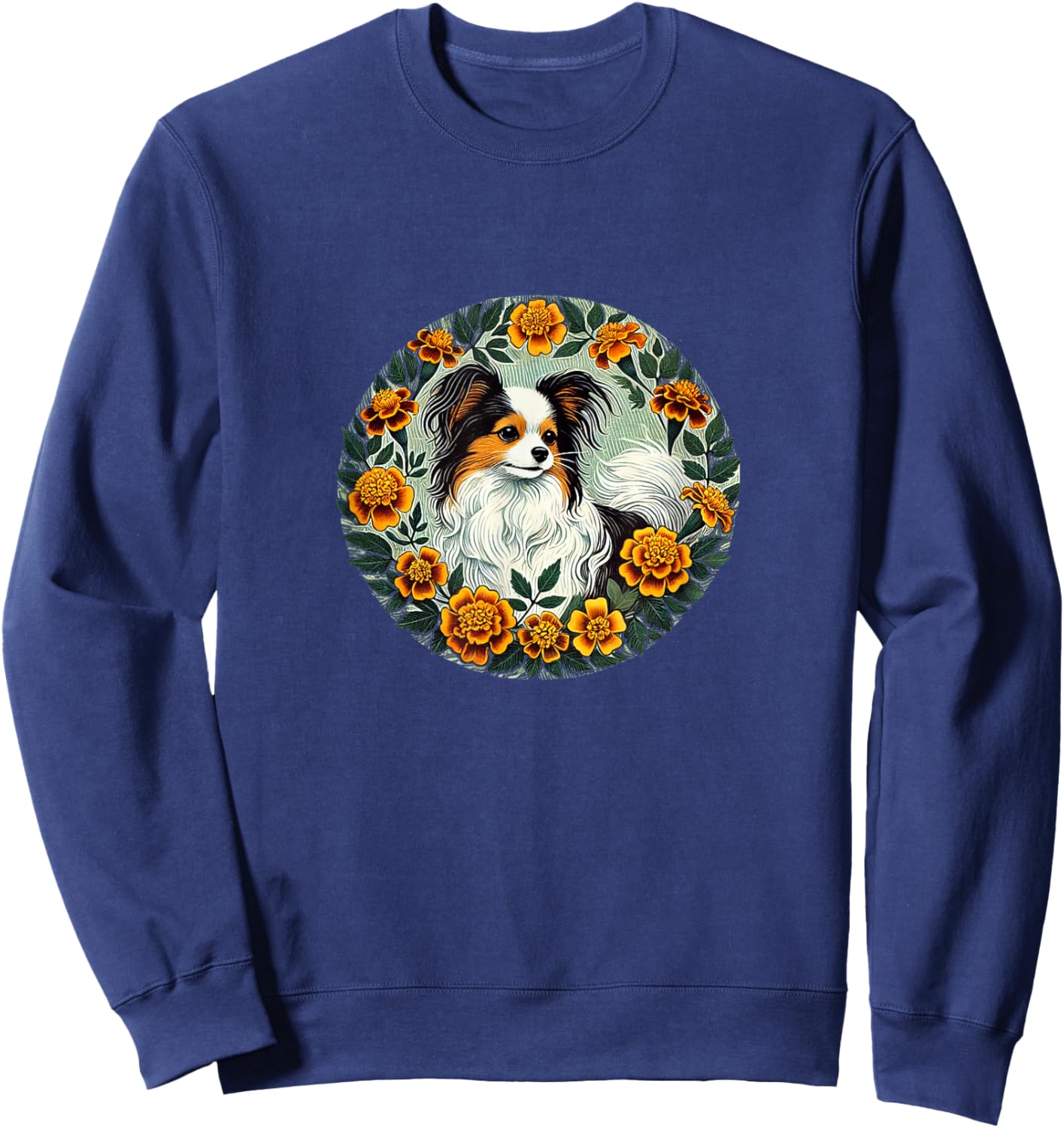 Papillon dog Breed Illustration Sweatshirt - Sweatshirt | Navy