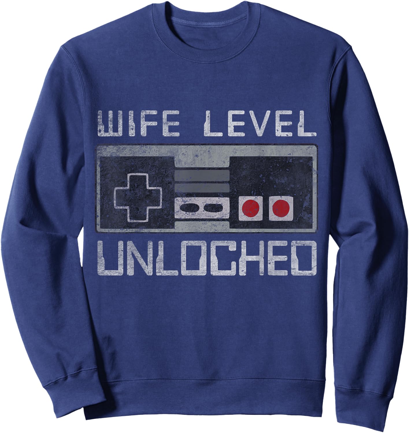 Women Bride Honeymoon Just Married Gamer Wife Level Unlocked Sweatshirt - Sweatshirt | Navy
