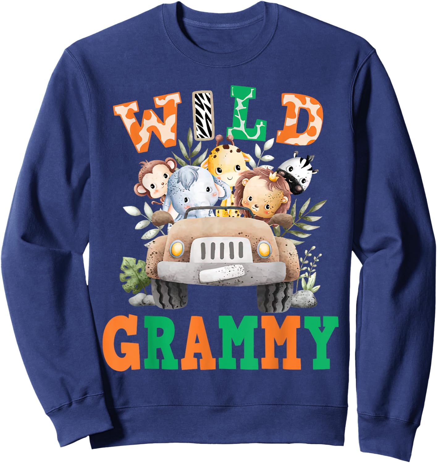 Wild Grammy Zoo Born Two be Wild B-day Safari Jungle Animal Sweatshirt - Sweatshirt | Navy