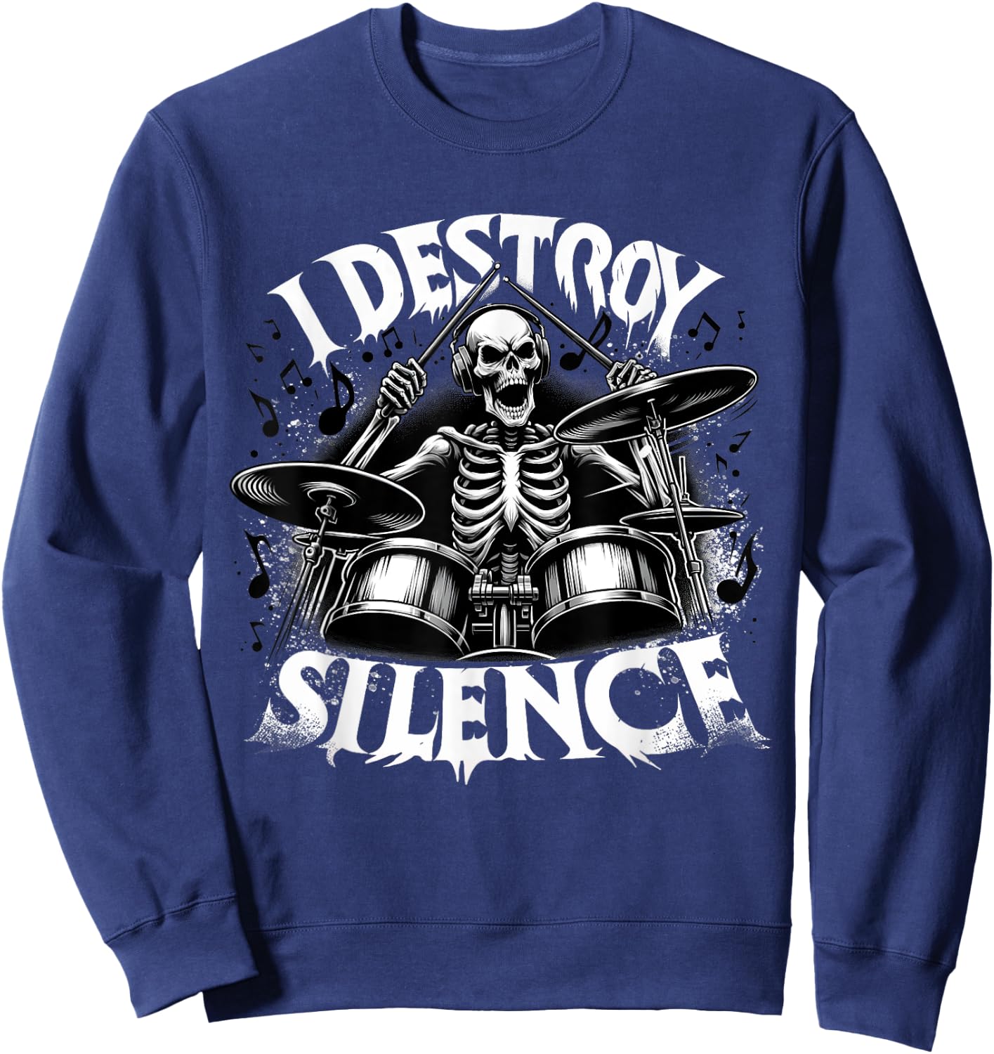 Skeleton Playing Drums - Skull Lover Halloween Costume Sweatshirt - Sweatshirt | Navy