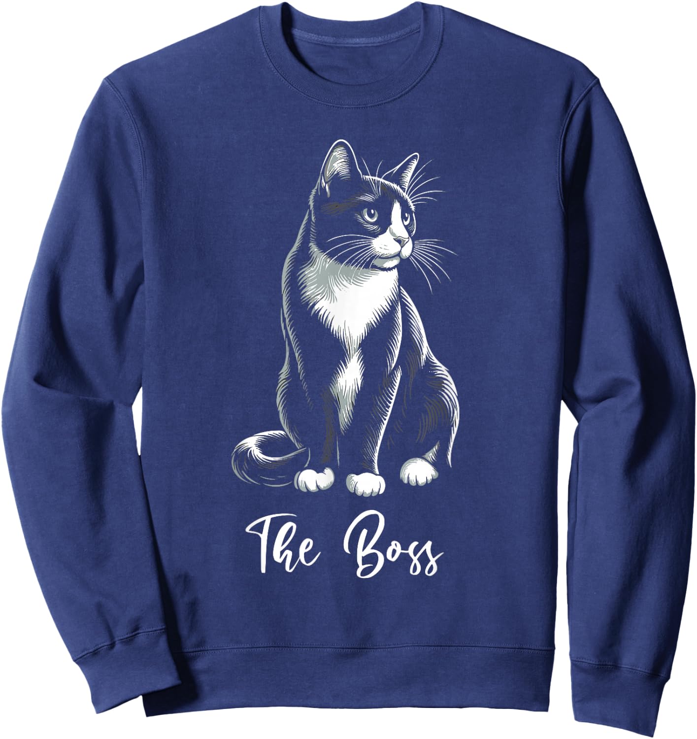 The Boss Tuxedo Cat Lover Kitten Tuxedo Cat Owner Sweatshirt - Sweatshirt | Navy