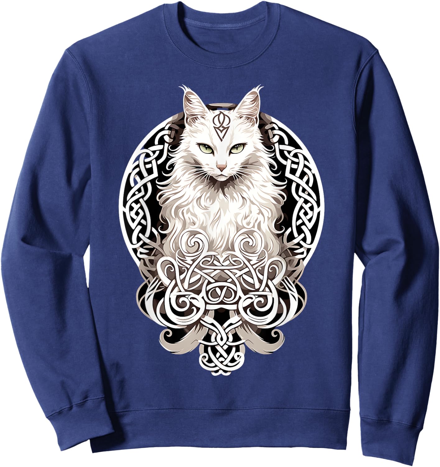 Celtic Cat Knots Wiccan Wicca Animal Pagan Witch Norse Men Women Sweatshirt - Sweatshirt | Navy