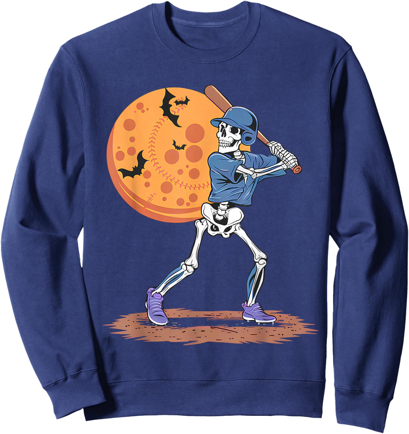 Baseball Skeleton Halloween Player Catcher Pitcher Boys Sweatshirt - Sweatshirt | Navy