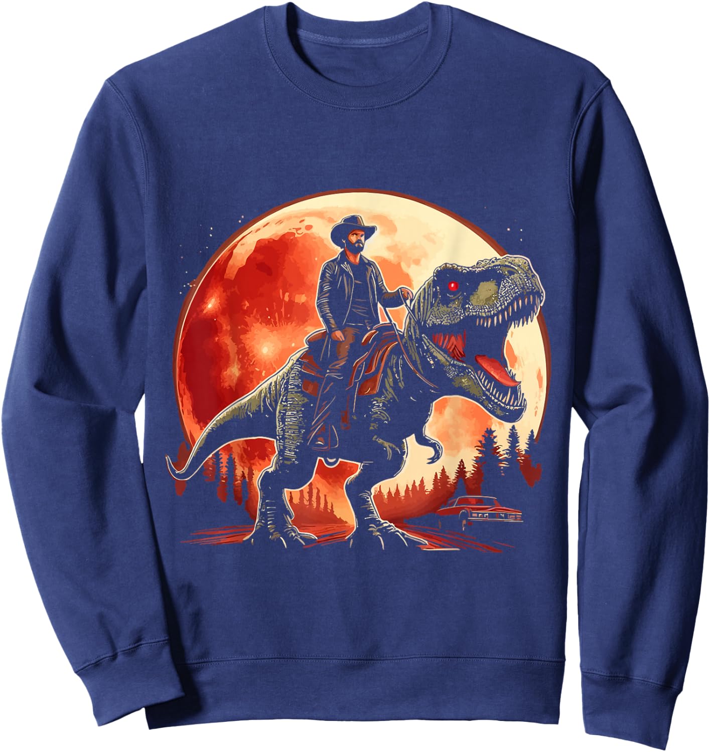 Cowboy Riding Dinosaur T Rex Sweatshirt - Sweatshirt | Navy