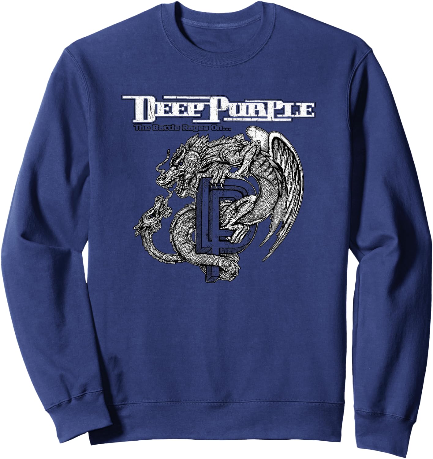 Deep Purple Official Battle Rages On - Grey, -Adults, Short Sleeve, Classic Fit, , Small Sweatshirt - Sweatshirt | Navy