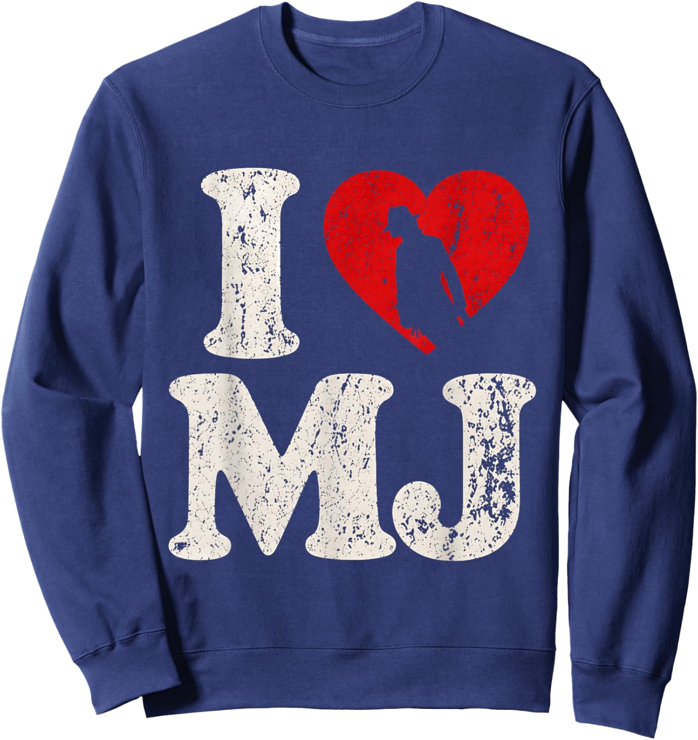 Retro I Love MJ Shirt, I Heart MJ Vintage Sweatshirt - Sweatshirt | Navy