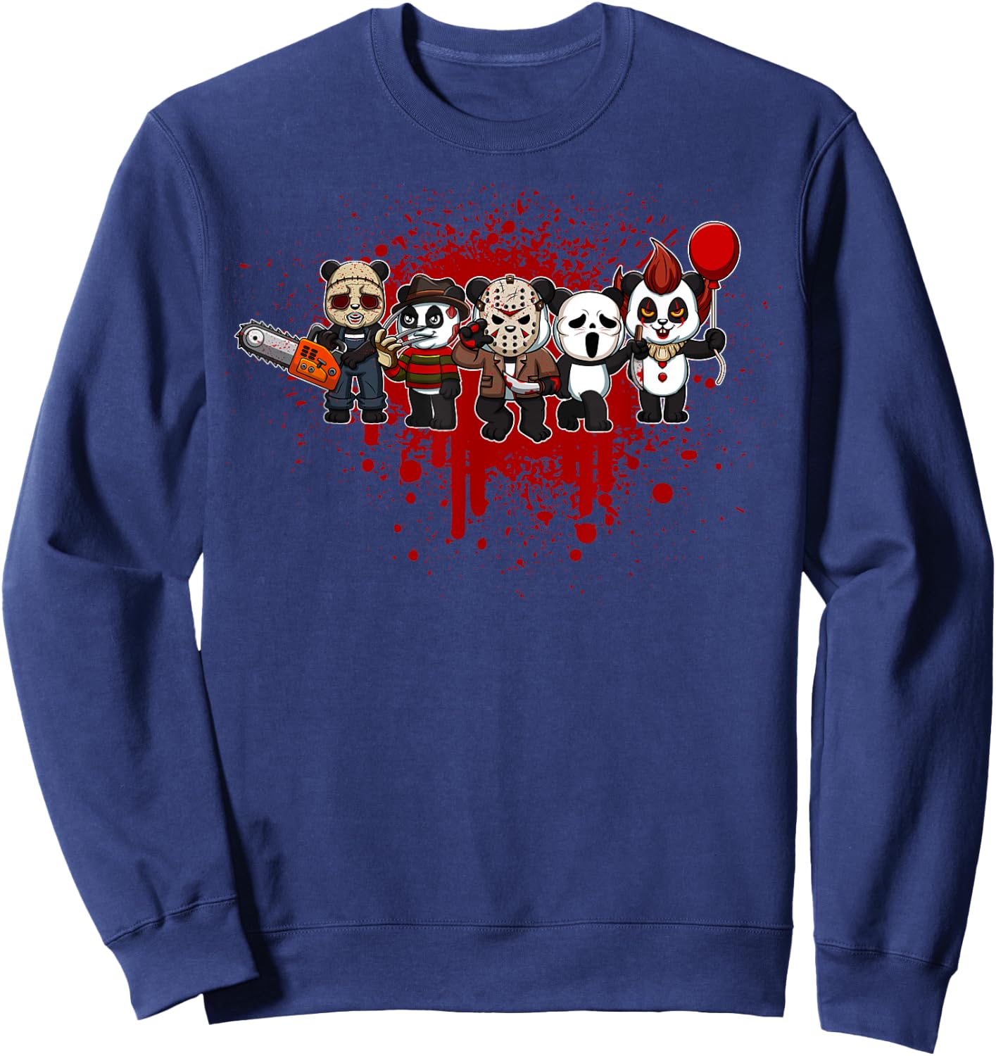 My Little Horror Crew - Halloween Panda Bear Sweatshirt - Sweatshirt | Navy