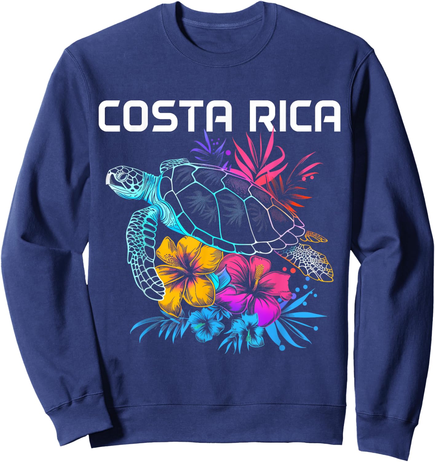 Costa Rica Sea Turtle Flowers Scuba Diving Surfer Souvenir Sweatshirt - Sweatshirt | Navy