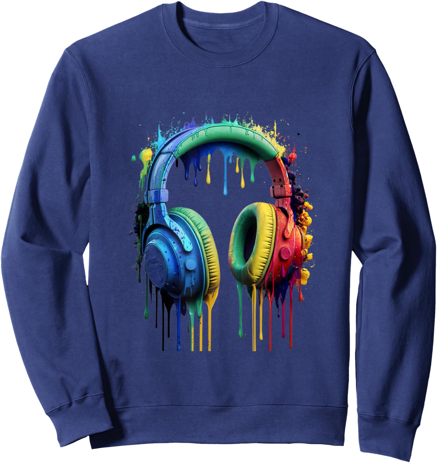 Gamer Headphones Paint Splash Music Lover DJ Sweatshirt - Sweatshirt | Navy