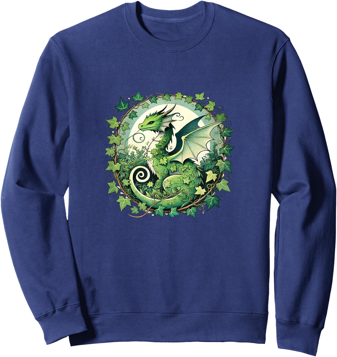 Green Ivy Dragon Nature lovers english ivy dragons Sweatshirt - Sweatshirt | Navy