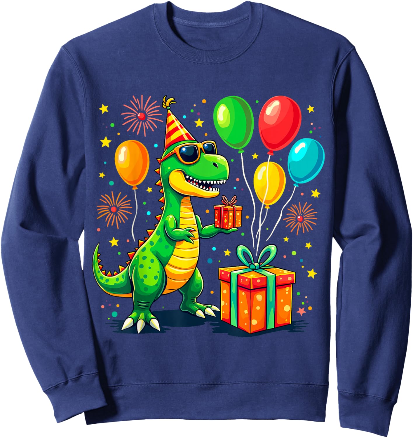 T-Rex Birthday Party Dinosaur Sweatshirt - Sweatshirt | Navy