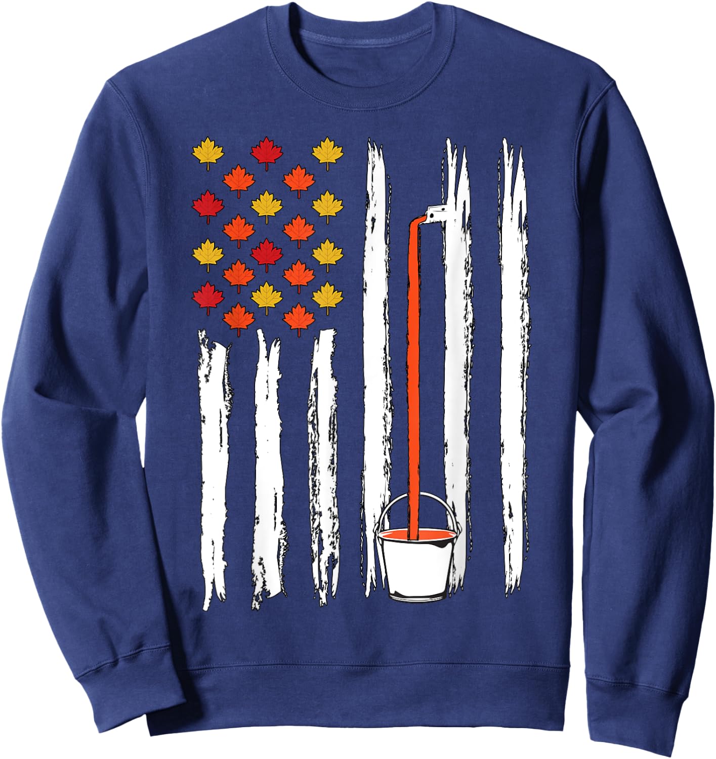 Maple Tapping Flag Sugaring National Maple Syrup Day Sweatshirt - Sweatshirt | Navy