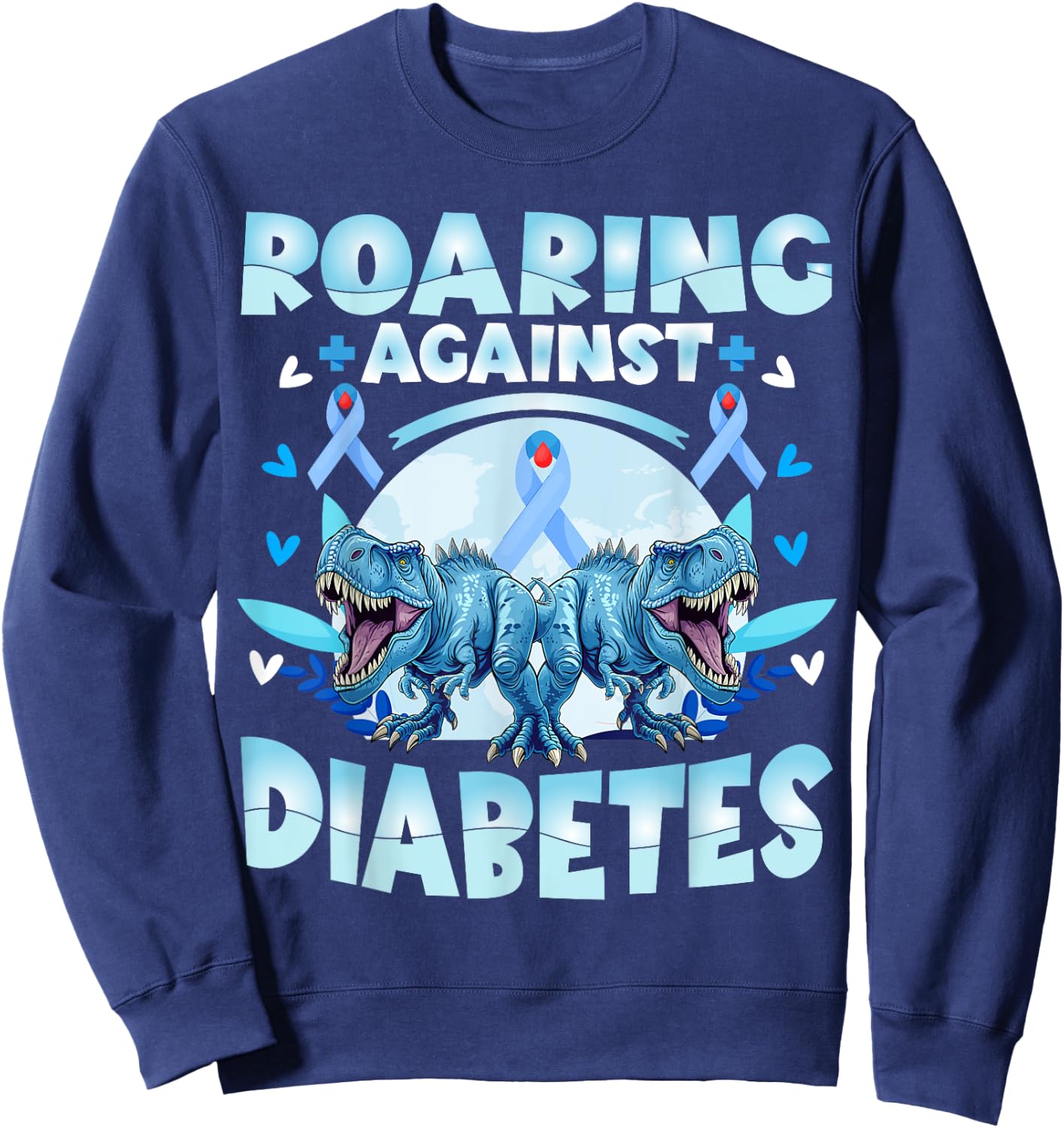 T1d Diabetes Awareness Kids T-Rex Sweatshirt - Sweatshirt | Navy