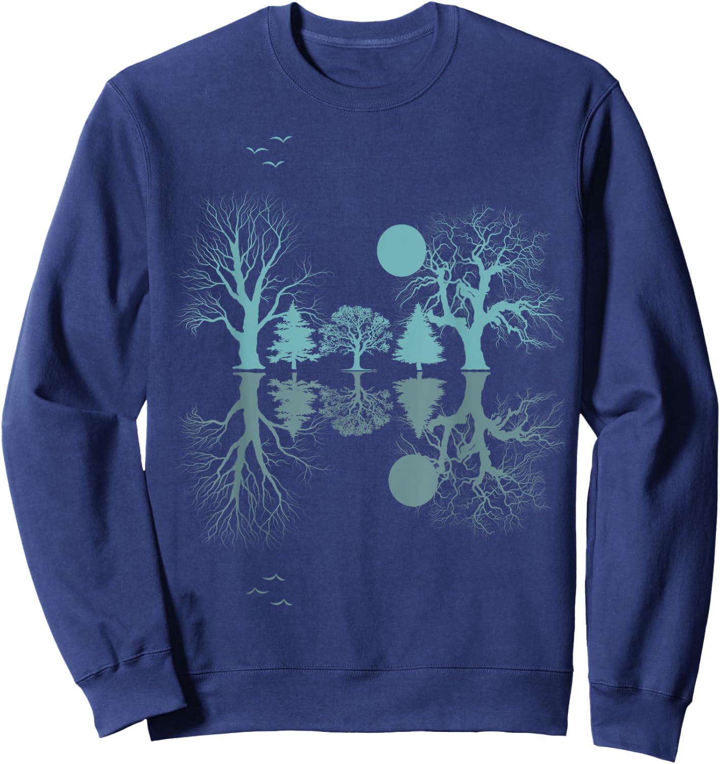 Wildlife Trees Outdoors Nature Retro Forest Vintage Graphic Sweatshirt - Sweatshirt | Navy